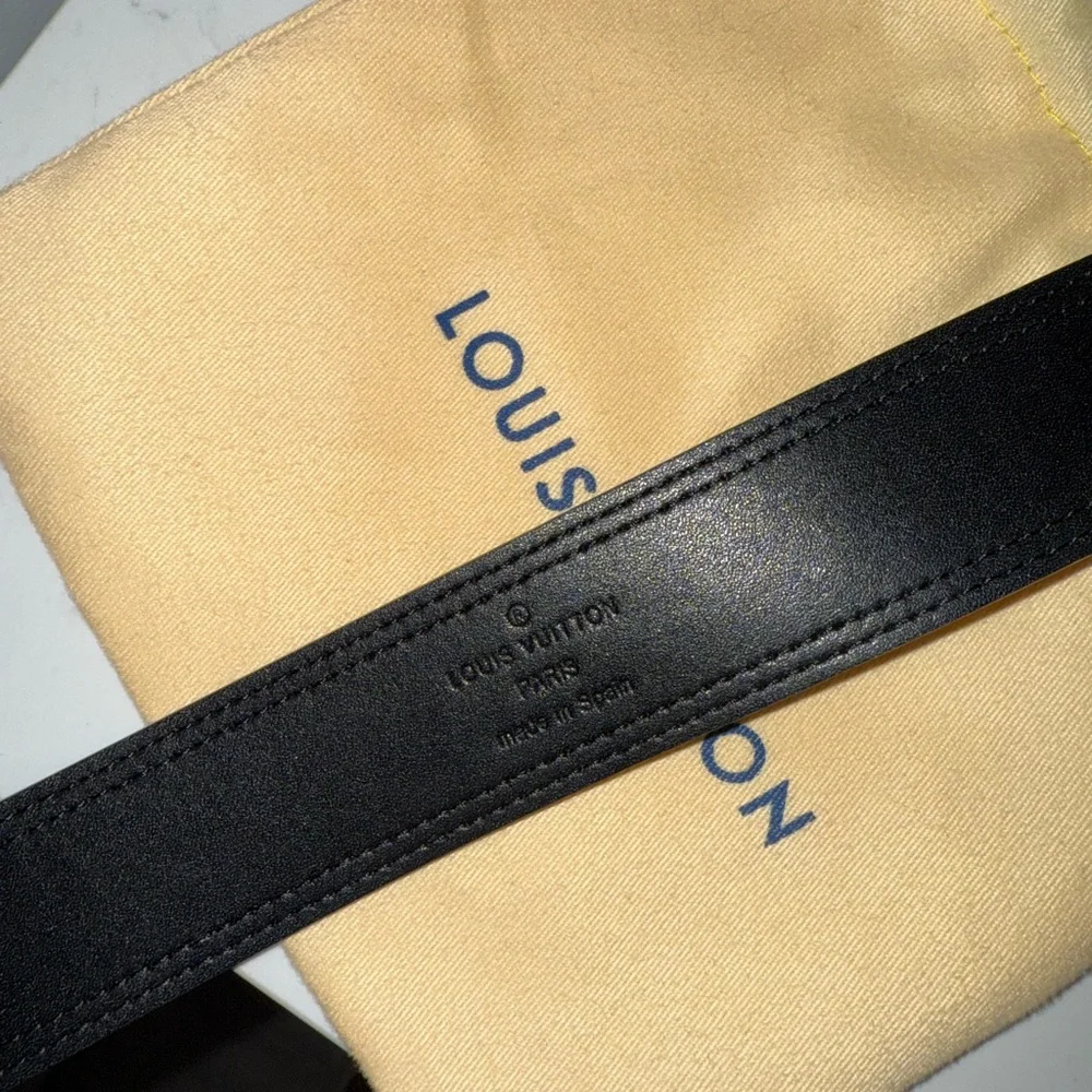 Louis Vuitton Black Leather Belt with Gold Buckle - Picture 9 of 9